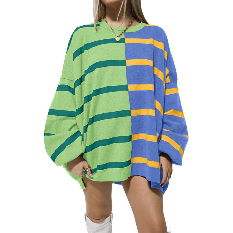 Striped Knitted Long-sleeved Sweater For Women NorixaFashion.com