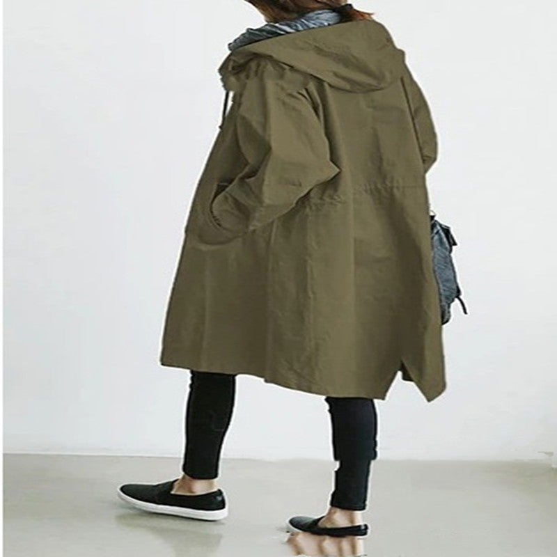 Women Windbreaker Jacket Casual Loose Button Pockets Hooded Quick Dry Windproof Waterproof Clothes For Outdoor Hiking Camping LadyShow.Store