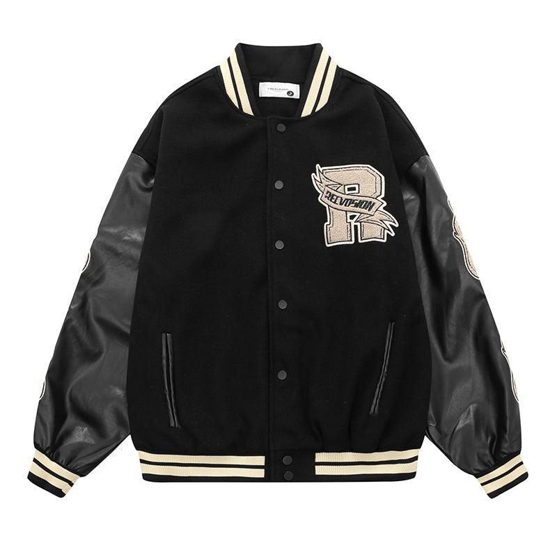 Vintage Flame Embroidered Jacket Jacket Baseball Uniform Best YouTube Store