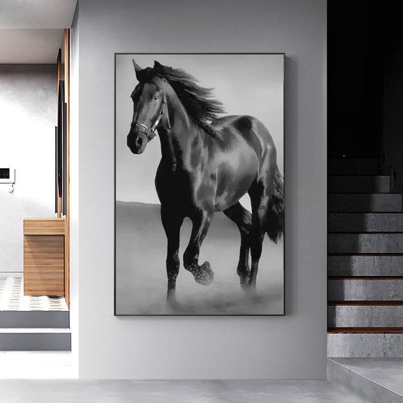 Art Canvas Animal Dark Horse Wall Art Living Room Home Decor PearlNestDecor.com