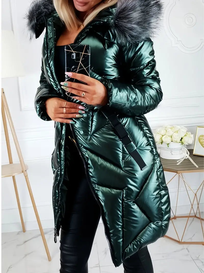 Thermal Cotton-Padded Midi Jacket for Women Pi-Mart