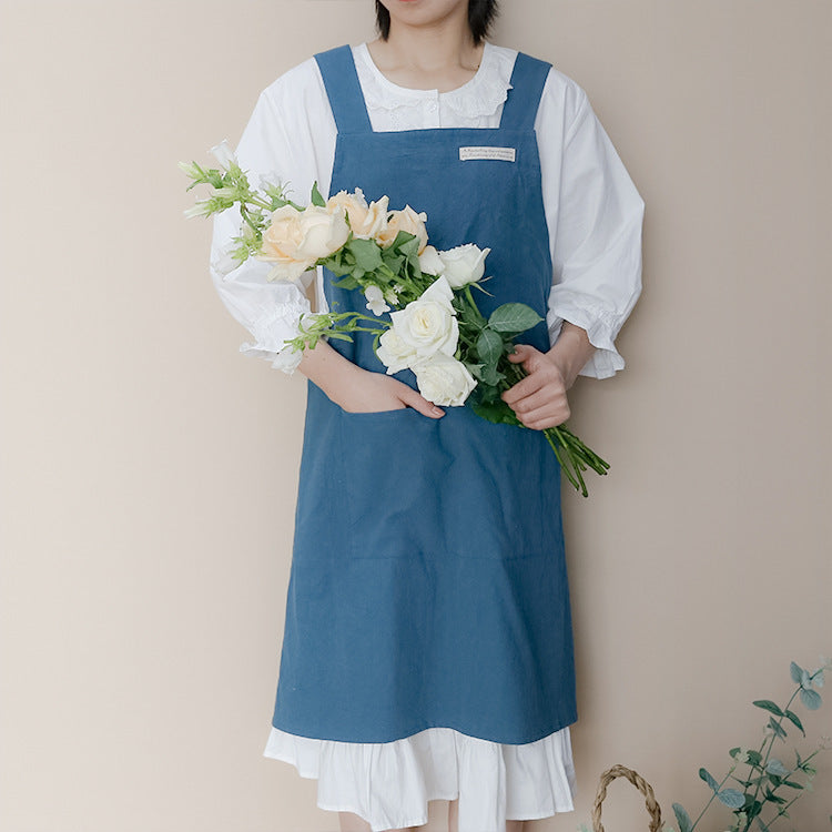 Linen Jean Apron Simple Overclothes Kitchen Apron PearlNestDecor.com