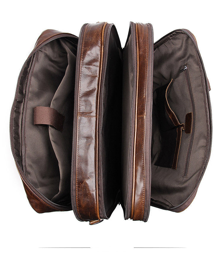 Men's Large Capacity Leather Handbag Computer Briefcase LadyShow.Store