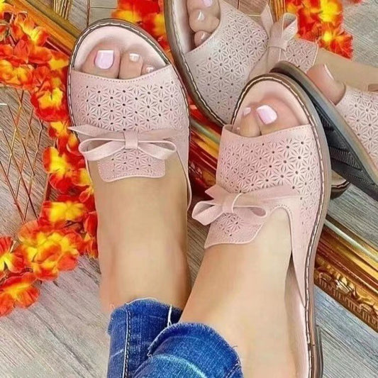 Flat Bottom Bow Wispy Air Breathable Fashion Beach Slippers LadyShow.Store