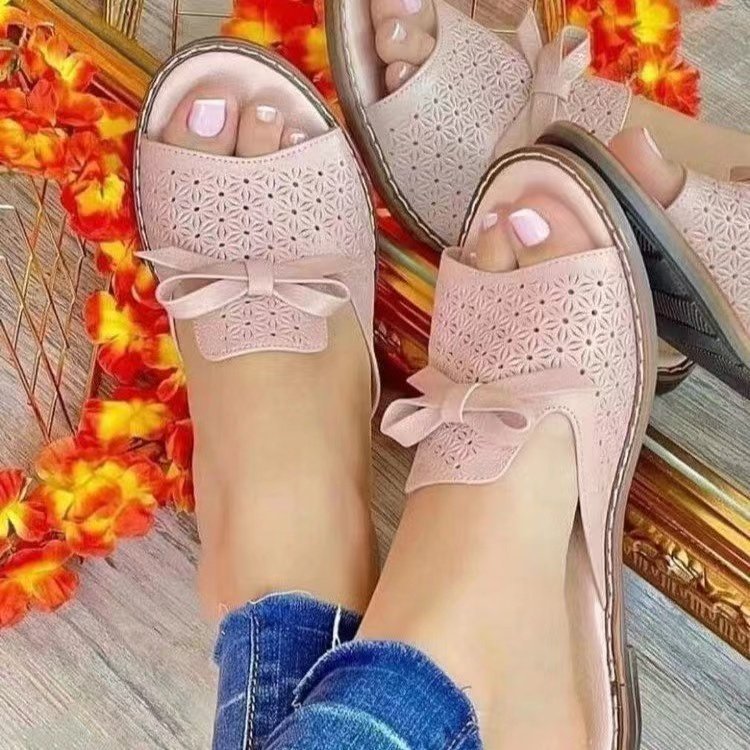 Flat Bottom Bow Wispy Air Breathable Fashion Beach Slippers LadyShow.Store