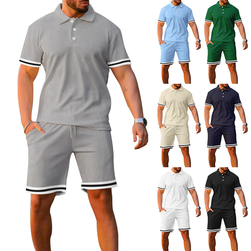 Lapel Short-sleeved Shorts Two-piece Sports And Leisure Men's Suit NorixaFashion.com