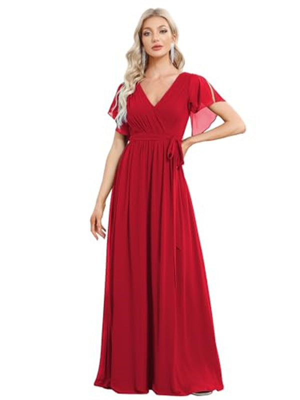 Sexy V-neck Chiffon Dress Women NorixaFashion.com