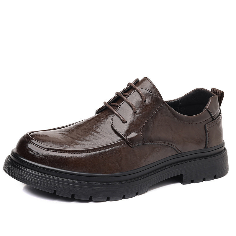 Leisure Chunky-soled Elevating Leather Shoes Best YouTube Store
