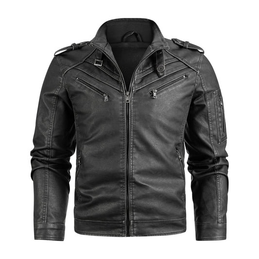 Men's Black Pu Leather Biker Jacket VINTAGE REAL MOTORCYCLE JACKETS FOR MEN LuxuryLifeWay Online Store