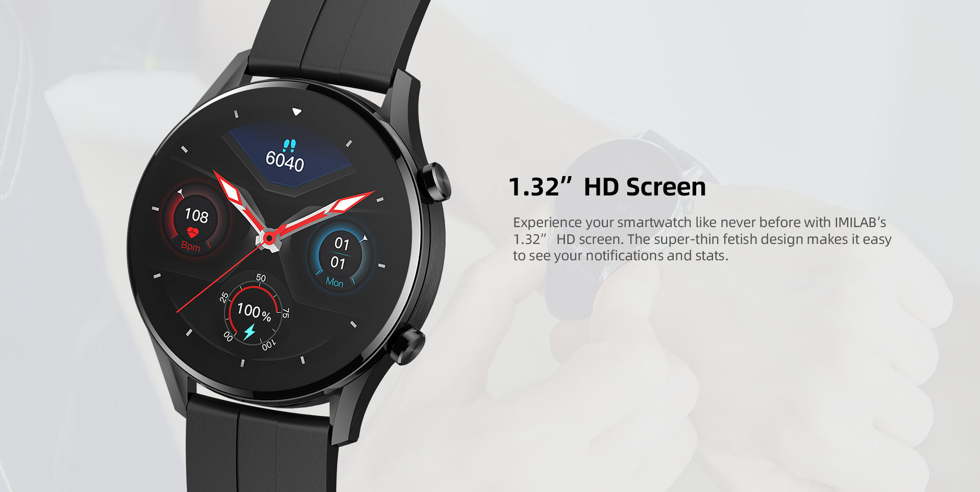 IMILAB W12 Smart Watch For Men Women Bluetooth Sports Fitness Tracker Heart Rate IP68 Waterproof -Black Best YouTube Store