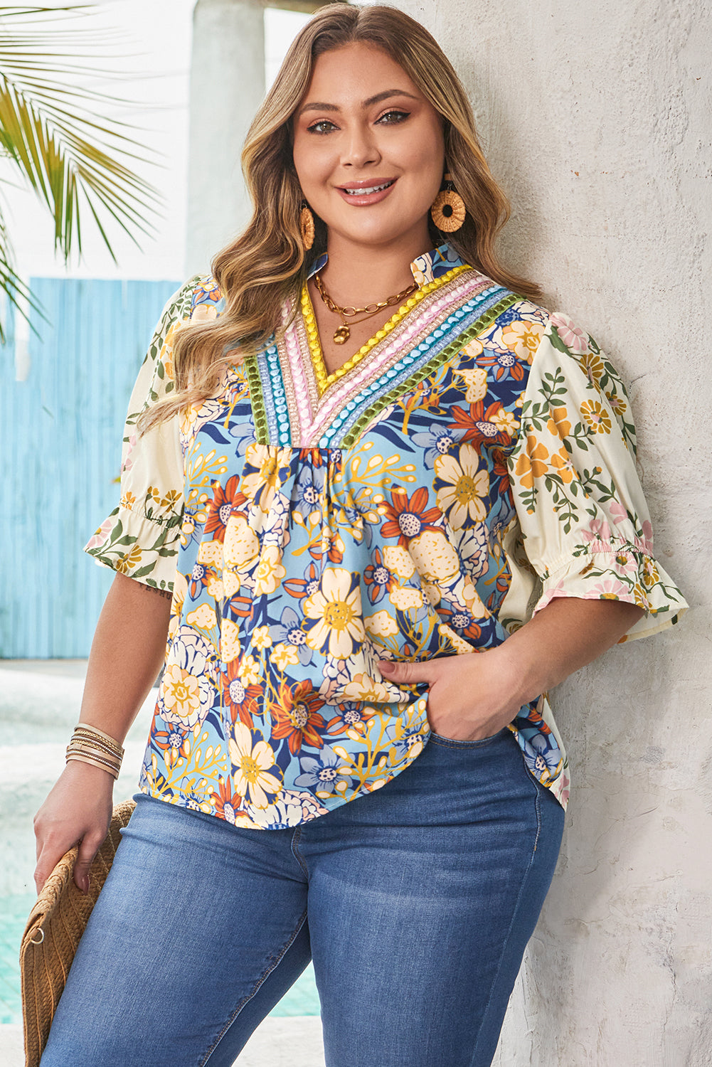 Alayna Woven Half Sleeve PLUS Blouse LuxuryLifeWay Online Store