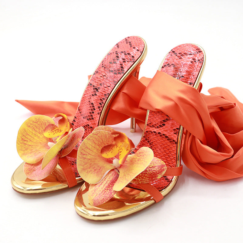 Floral High Heels with Ankle Strap and Open Toe Sandals Best YouTube Store