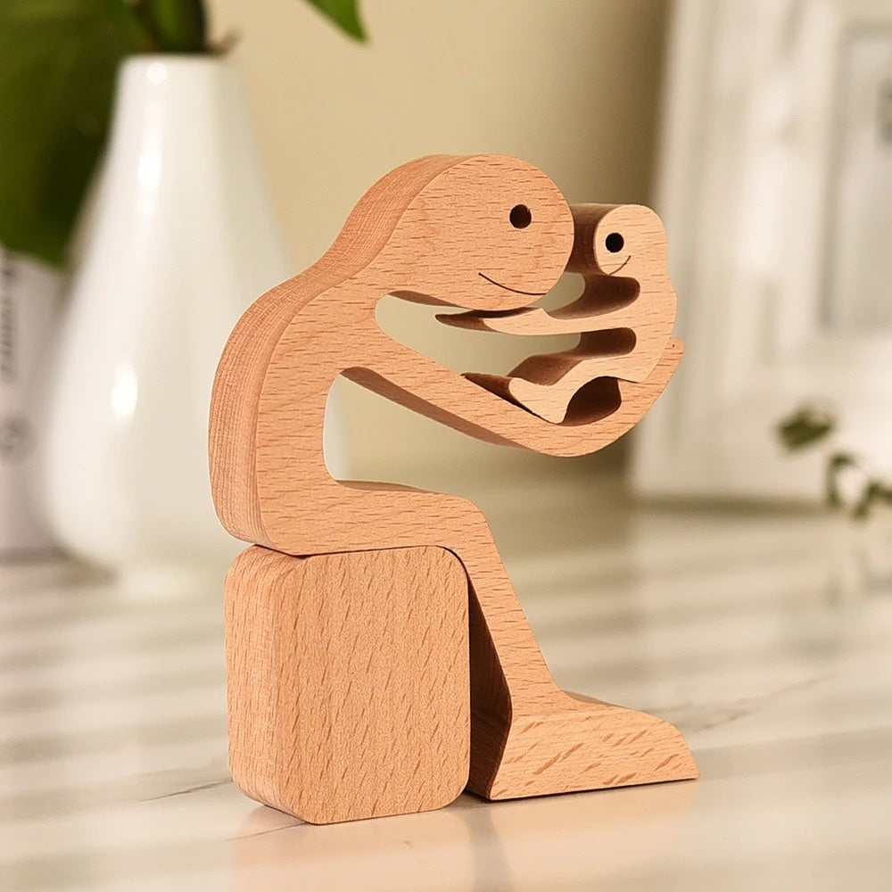 DIY Figurine Wood Dog Ornament Sculpture Home Decoration A Man A Dog Wood Sculpture Christmas Gifts Model Decor PearlNestDecor.com