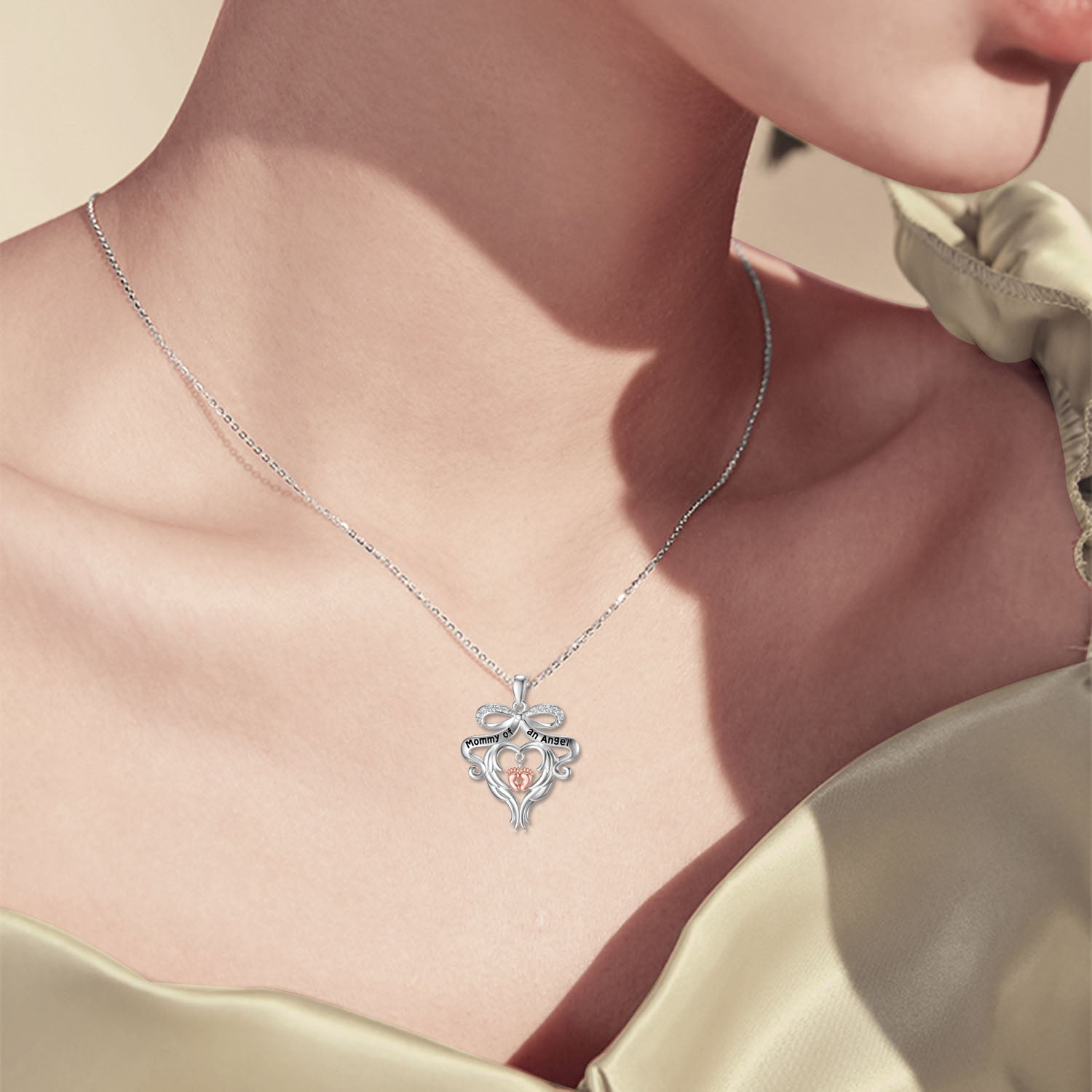 925 Sterling Silver Memorial Grieving Mommy of an Angel Jewelry for Women LadyShow.Store