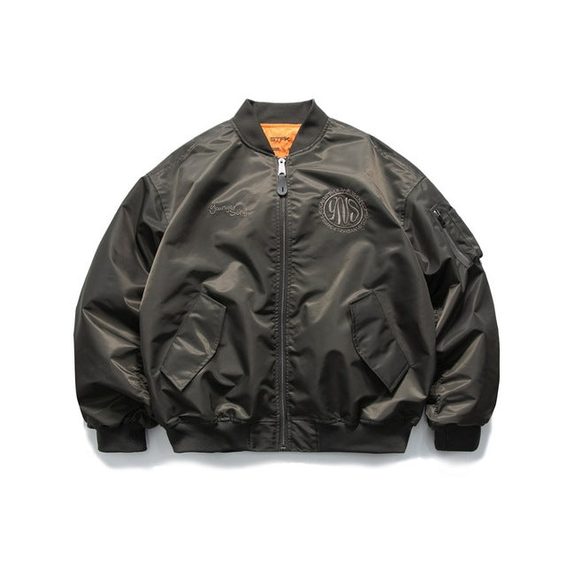Men's Oversized Hip Hop Bomber Jacket for Spring/Fall Pi-Mart