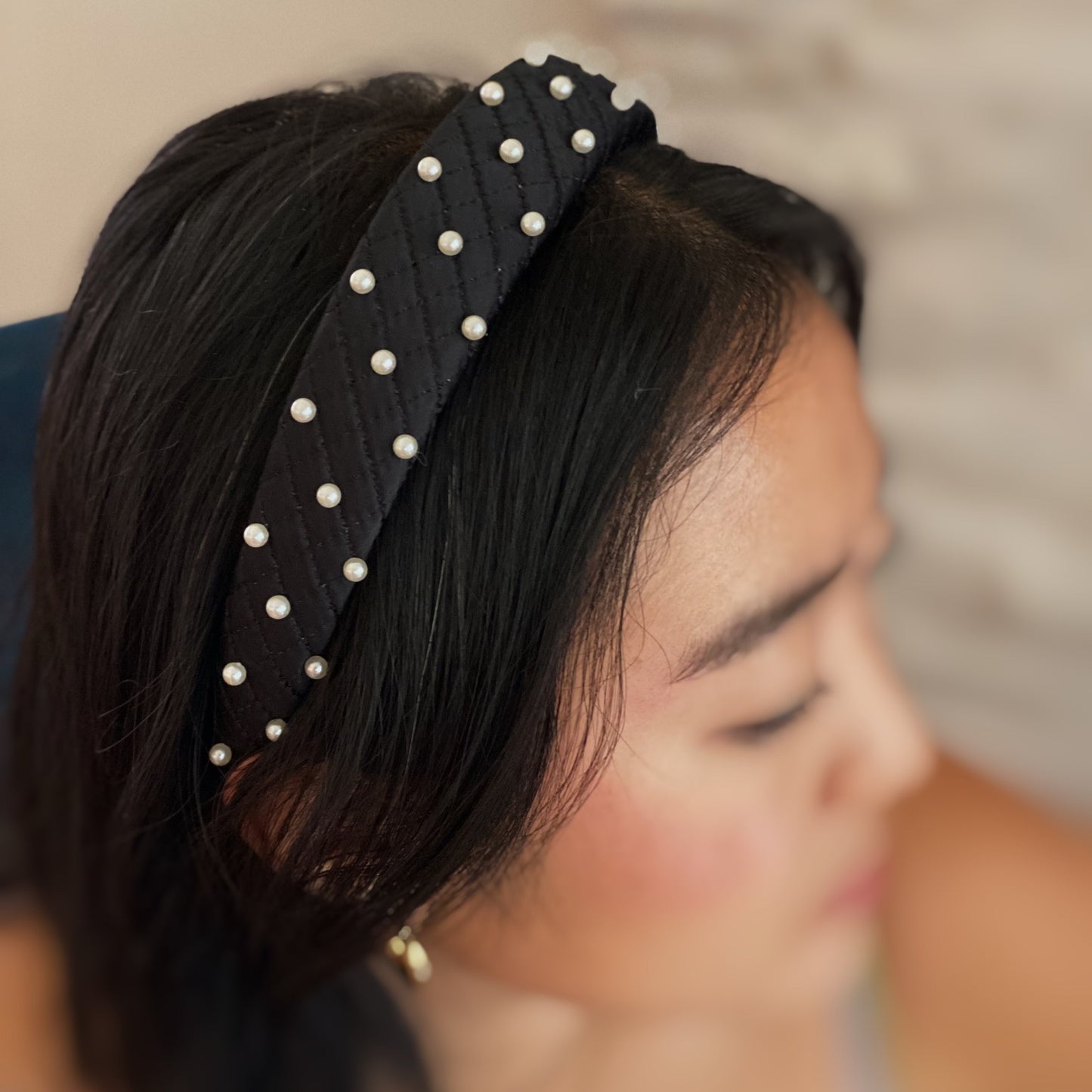 Quilted Elegance Pearl Headband LadyShow.Store