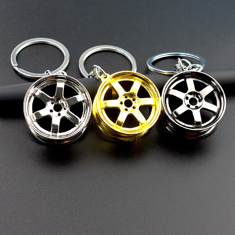 Creative Stereo Car Modification Fittings Wheel Hub Metal Keychains LadyShow.Store