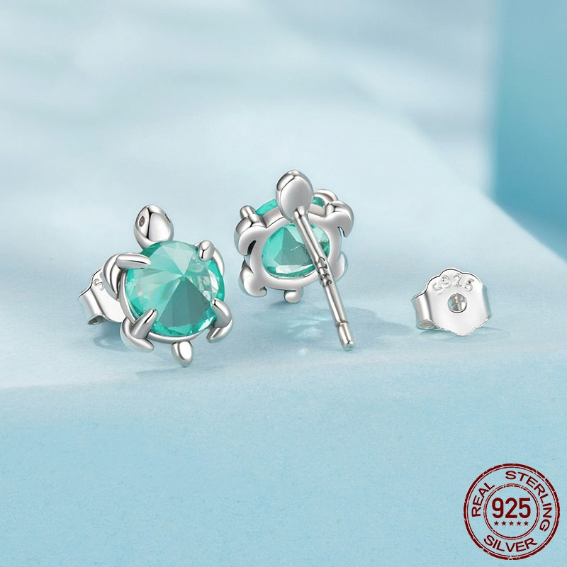S925 Sterling Silver Turtle Ear Stud And Ring LadyShow.Store