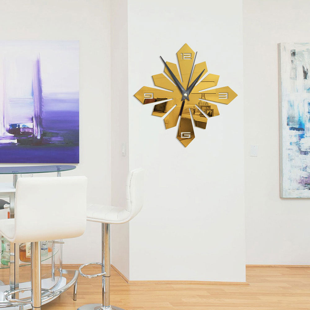Creative Geometric Pattern Acrylic Mirror Wall Clock PearlNestDecor.com