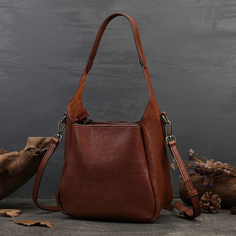 Solid Color Women's Portable Cross-body Bag First Layer Cowhide LadyShow.Store