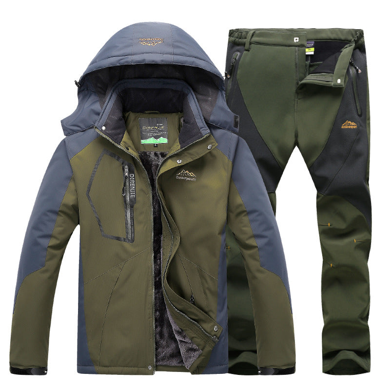Men's Winter Waterproof Fleece Lined Outdoor Jacket Set Pi-Mart