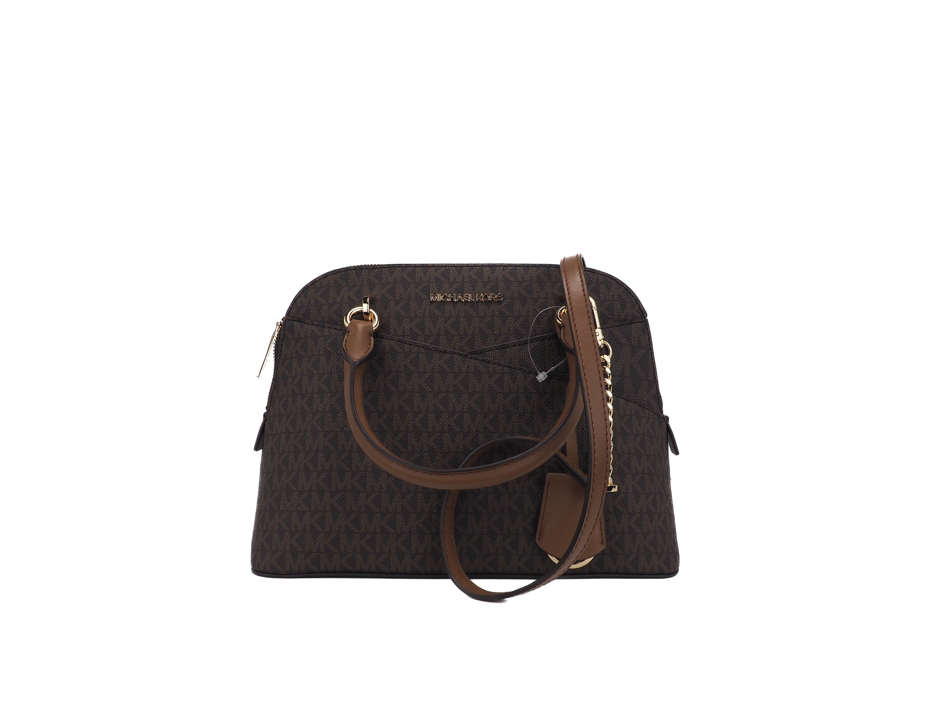 Michael Kors Jet Set Travel Medium Brown Signature PVC Dome X Cross Satchel Bag LadyShow.Store