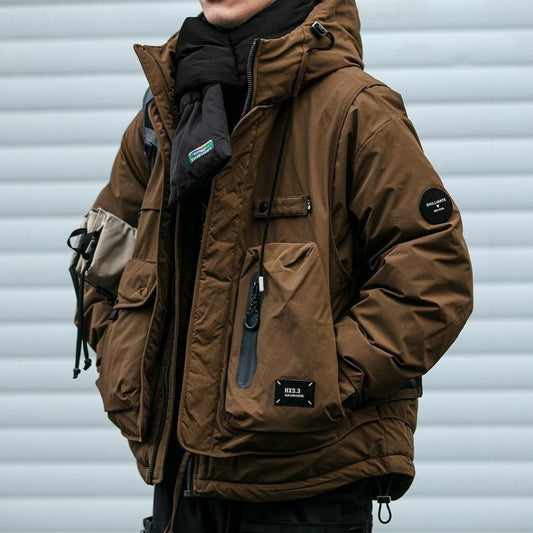 Loose Outdoor Multi-pocket Winter Workwear Hooded Down Jacket LadyShow.Store