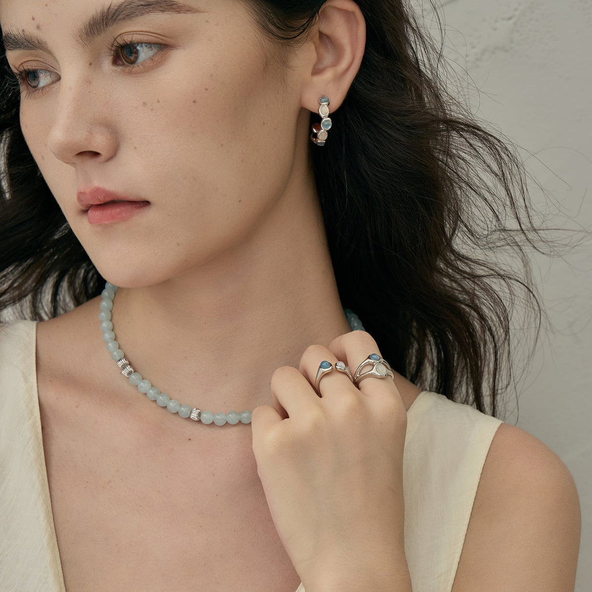 Japanese And Korean Streamer Wave Moon Shadow Single Layer Double-layer Ring French Exquisite Niche LadyShow.Store