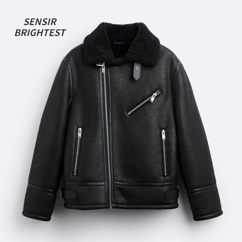 TAOP&ZA Men's Faux Lamb Fur Jacket for Fall/Winter Pi-Mart