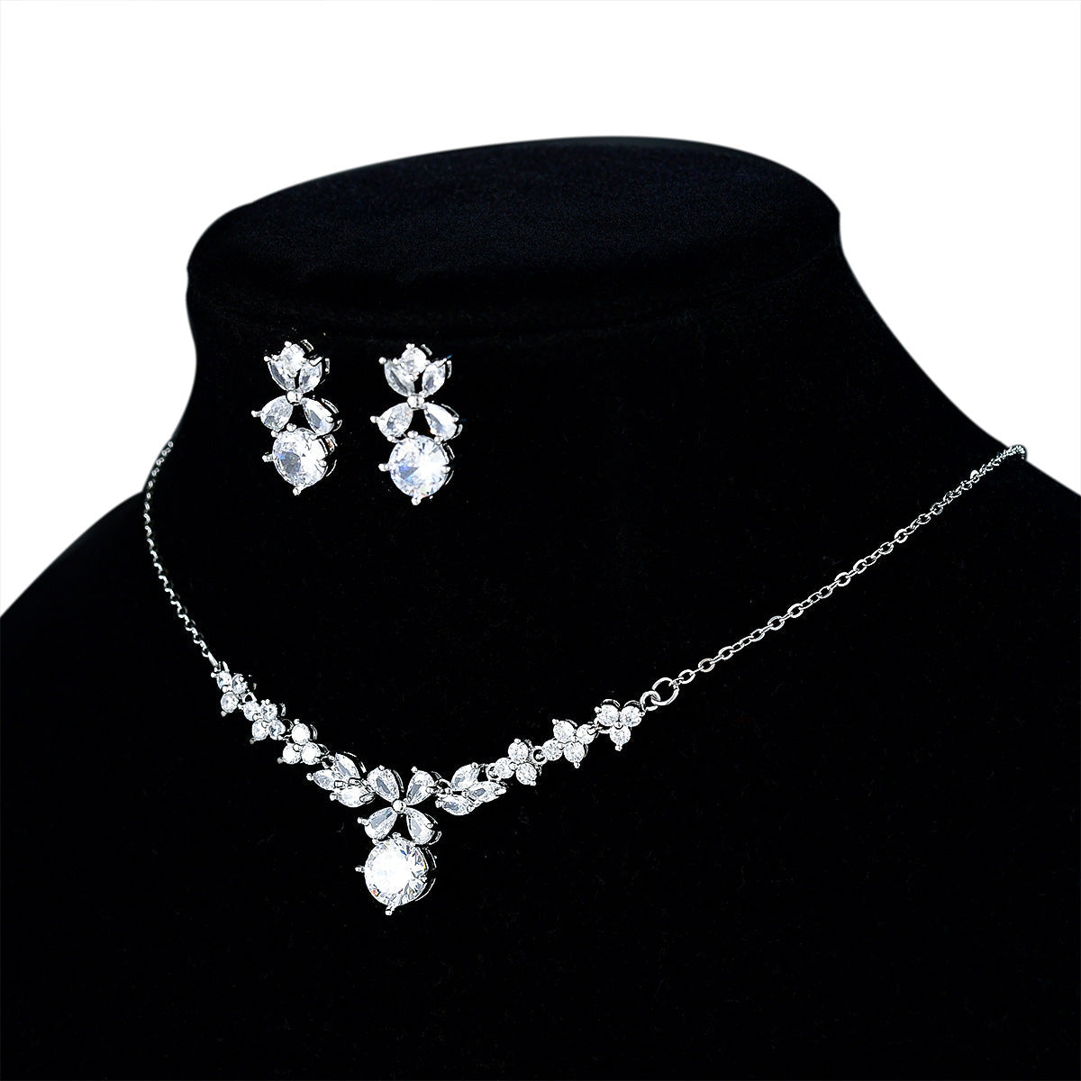 New Women's Ornament Bridal Necklace Earrings Jewelry Suit LadyShow.Store