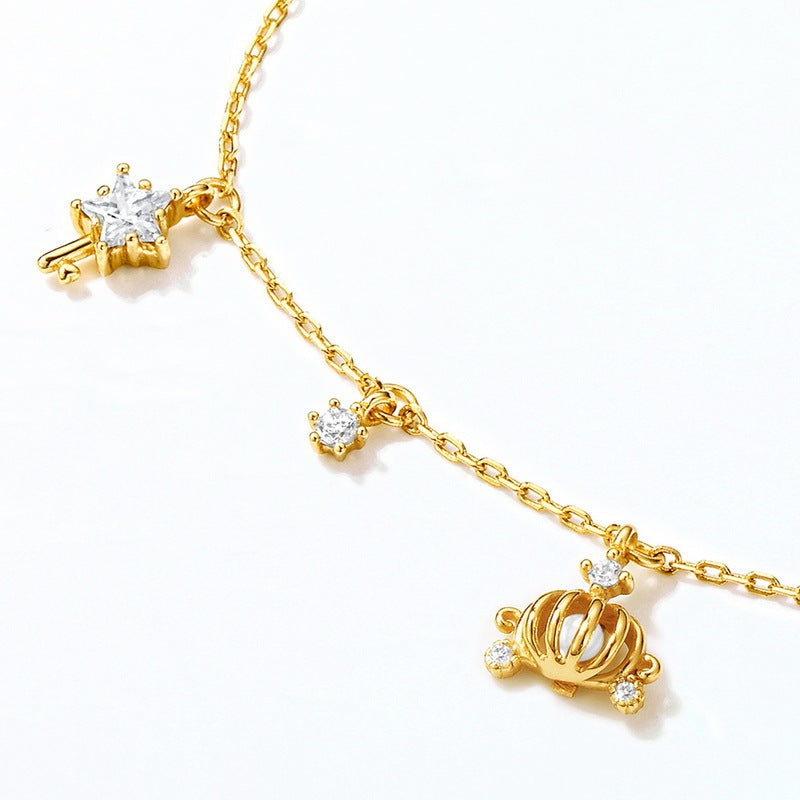 Pumpkin Car Shoes 925 Silver Cubic Zirconia Bracelet