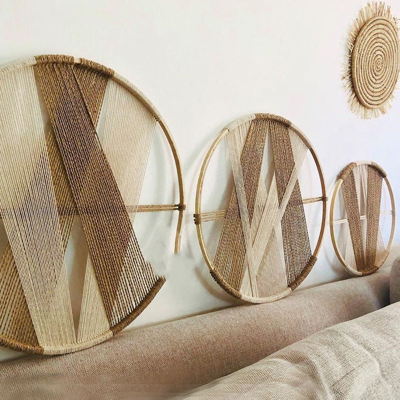 Modern Cotton Linen Woven Round Wall Decor Tapestry PearlNestDecor.com