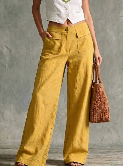 Women's Solid Color Loose Fit Casual Pants - Elastic Waist Trousers for Daily Wear NorixaFashion.com