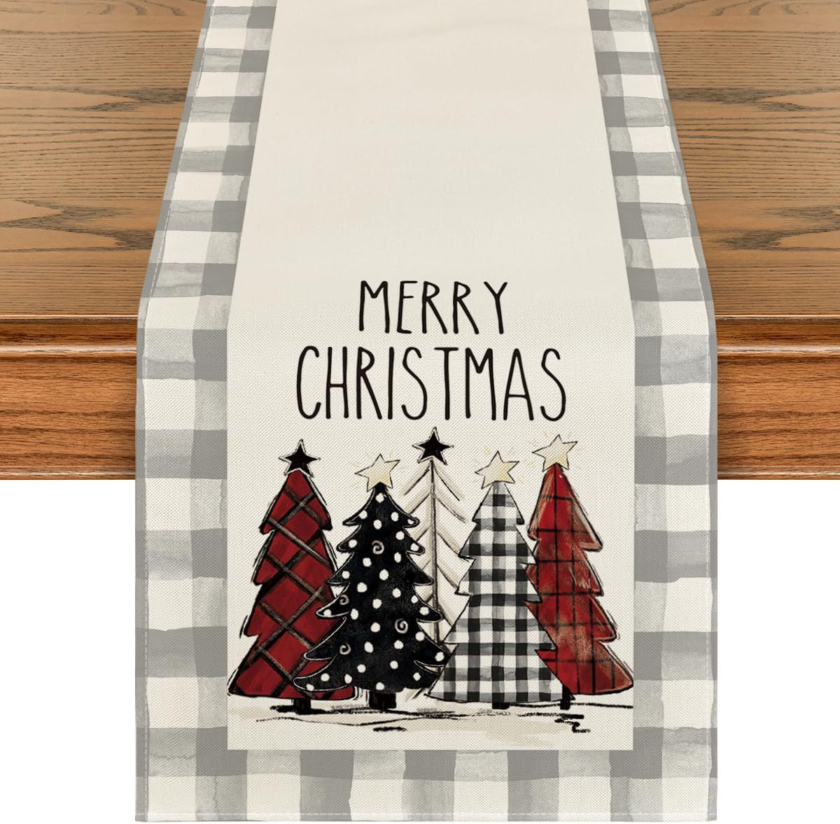 Christmas Trees Merry Xmas Table Runner, Seasonal Winter Holiday Kitchen Dining Table Decoration For Indoor Outdoor Home Party Decor 13 X 72 Inch PearlNestDecor.com