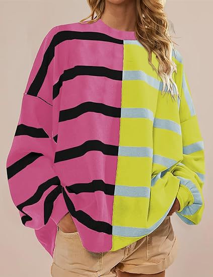 Striped Knitted Long-sleeved Sweater For Women NorixaFashion.com