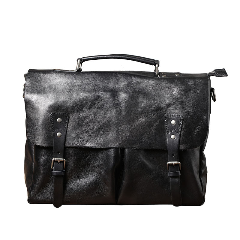 Men's First Layer Cowhide Briefcase Leather Handbag LadyShow.Store