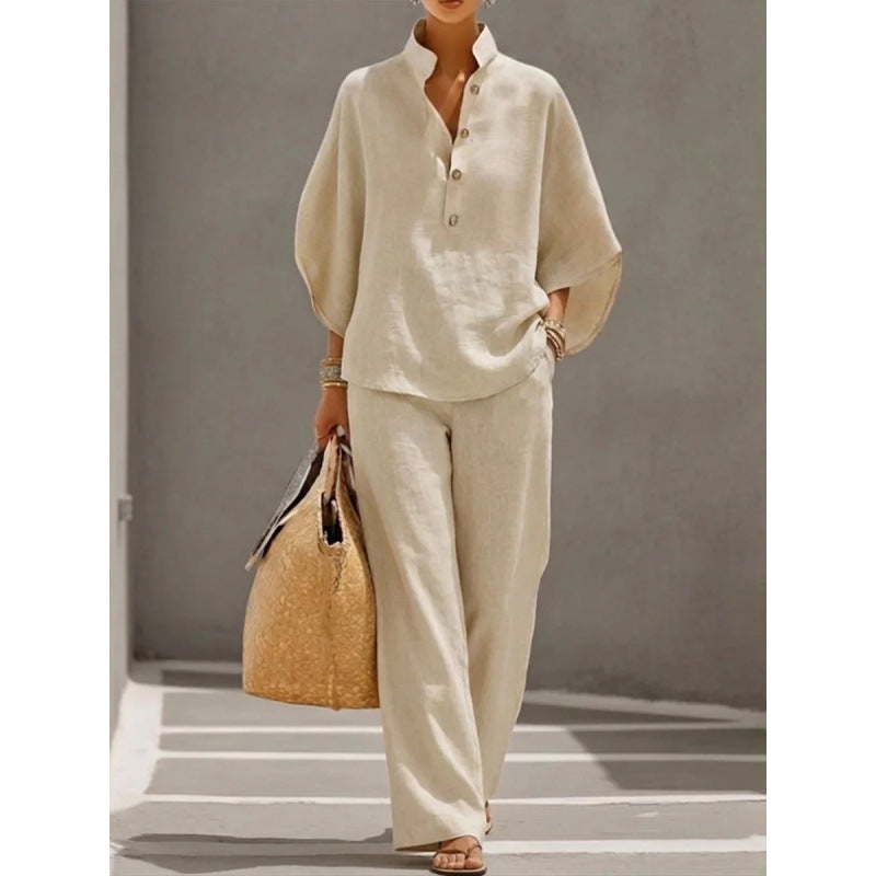 2026 New Women's Autumn Shirt Set Solid Color Leisure Urban Commuter Set NorixaFashion.com