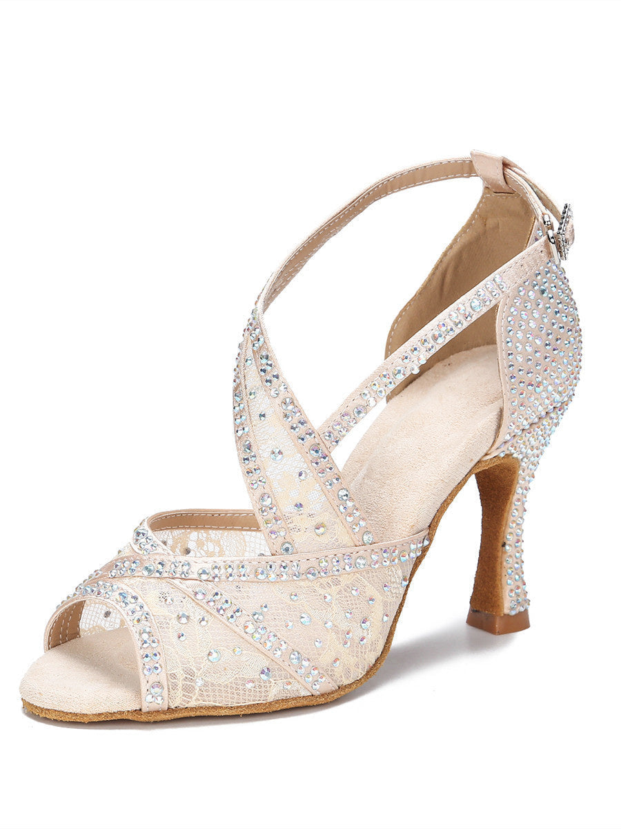 Diamond-Embedded Latin Dancing Shoes Women's Adult LadyShow.Store