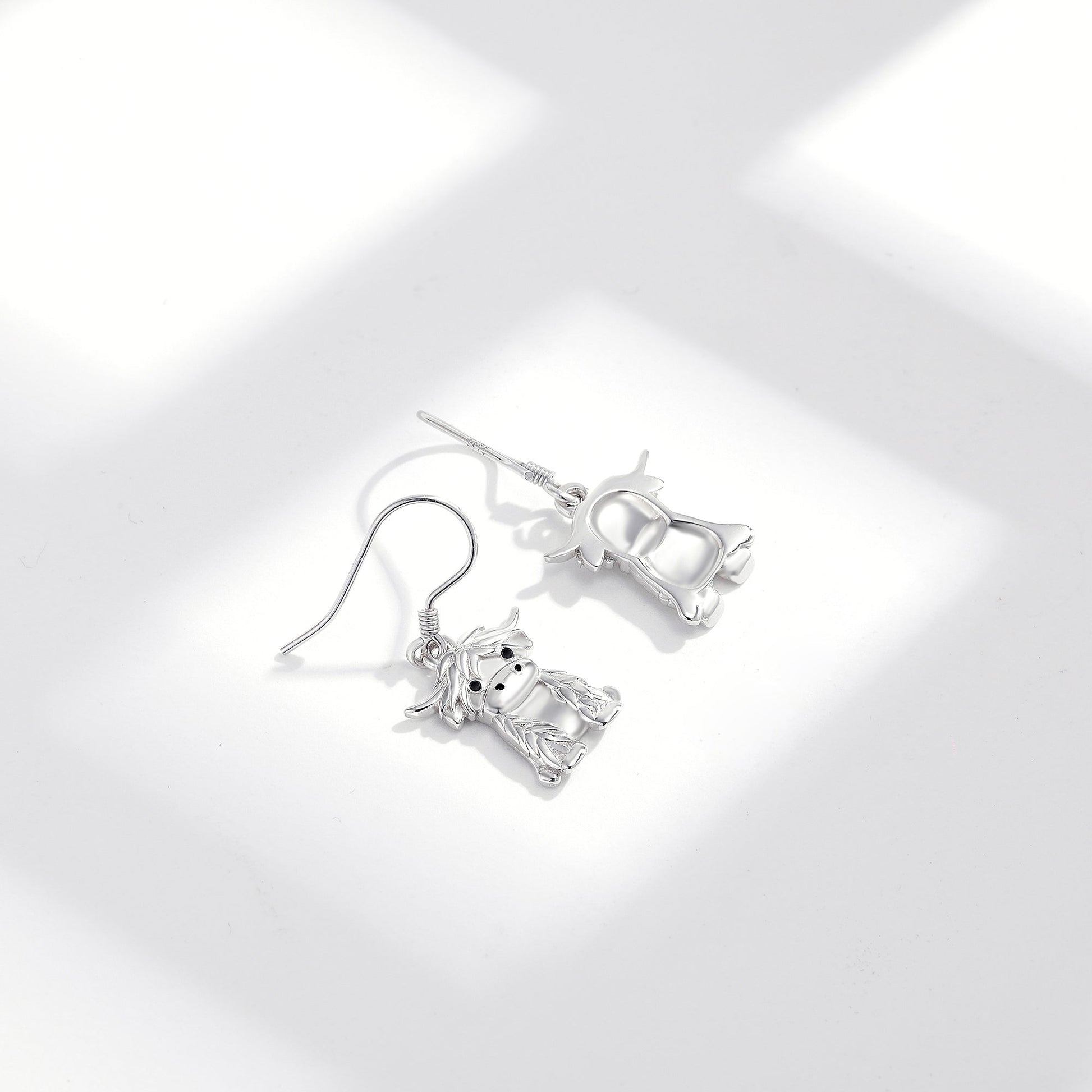 925 Sterling Silver Highland Cow Necklace Cow Earrings Cow Jewelry LadyShow.Store