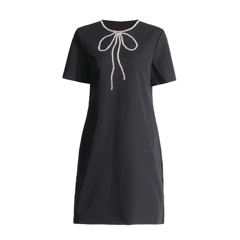 Bow Design Short Sleeve Dress Women NorixaFashion.com