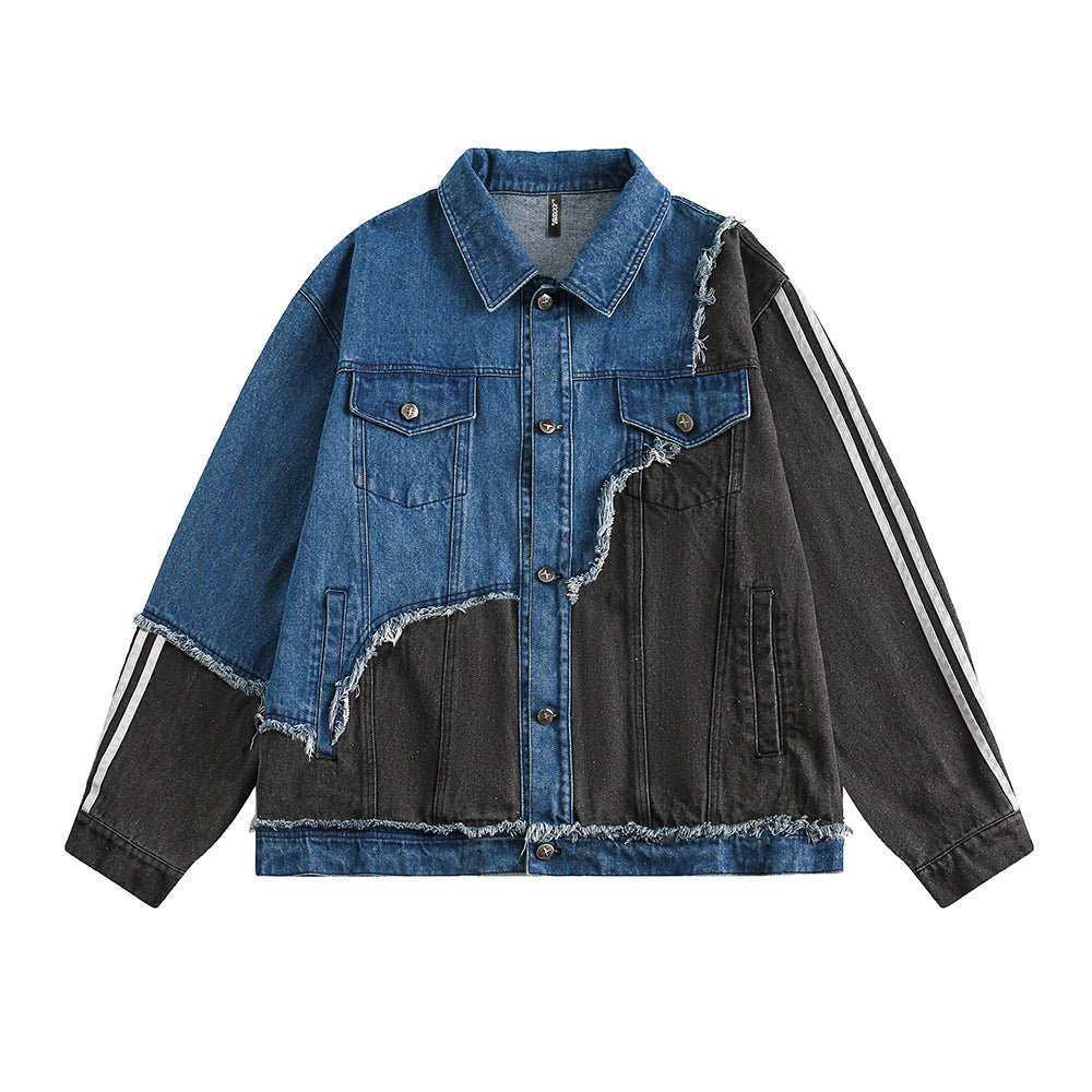 Coat Irregular Color Contrast Patchwork Burr Design Sense Best YouTube Store