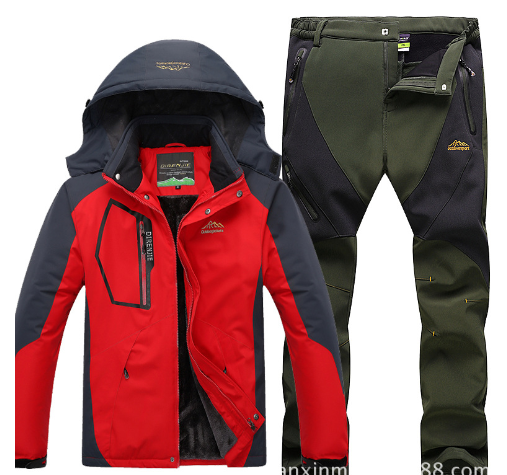 Men's Winter Waterproof Fleece Lined Outdoor Jacket Set Pi-Mart