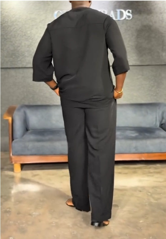 Men's Casual Shirt High Waist Pants Two Piece Suit NorixaFashion.com