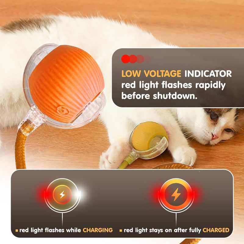 Cat Interactive Ball Toys Automatic Rolling Ball For Kitten Rechargeable Smart Pet Electric Toys With Teaser Sensor Cat Ball Toy LadyShow.Store