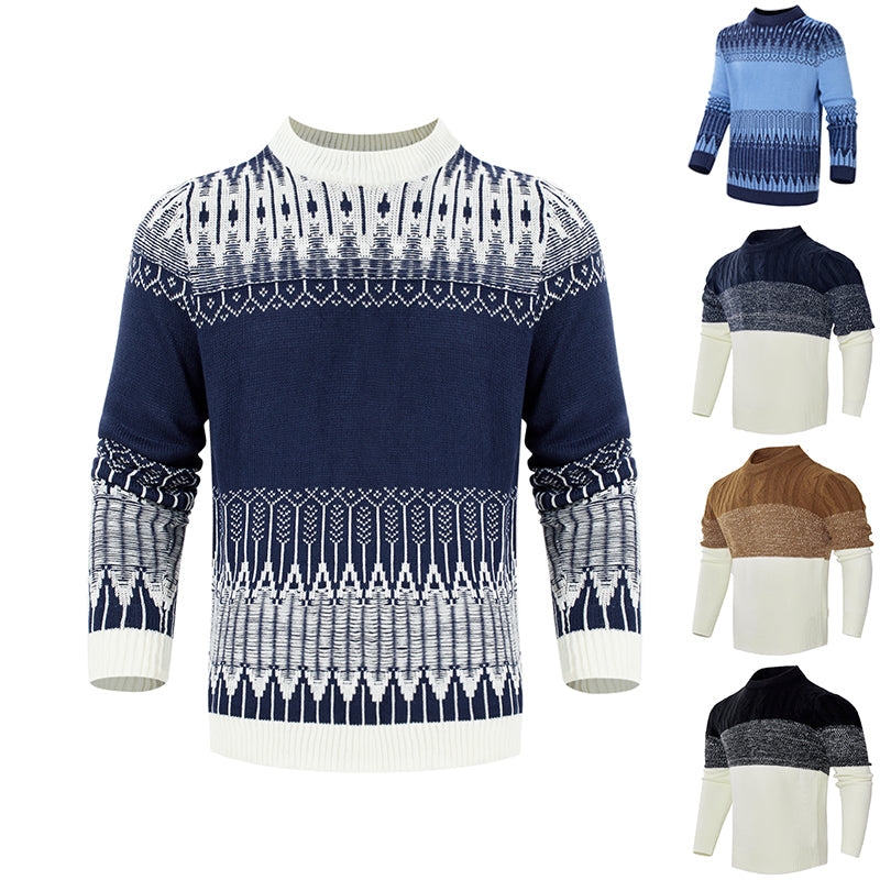 Men's Knitted Sweater Fashion Long-sleeved Pullover Tops Fall And Winter Clothing NorixaFashion.com