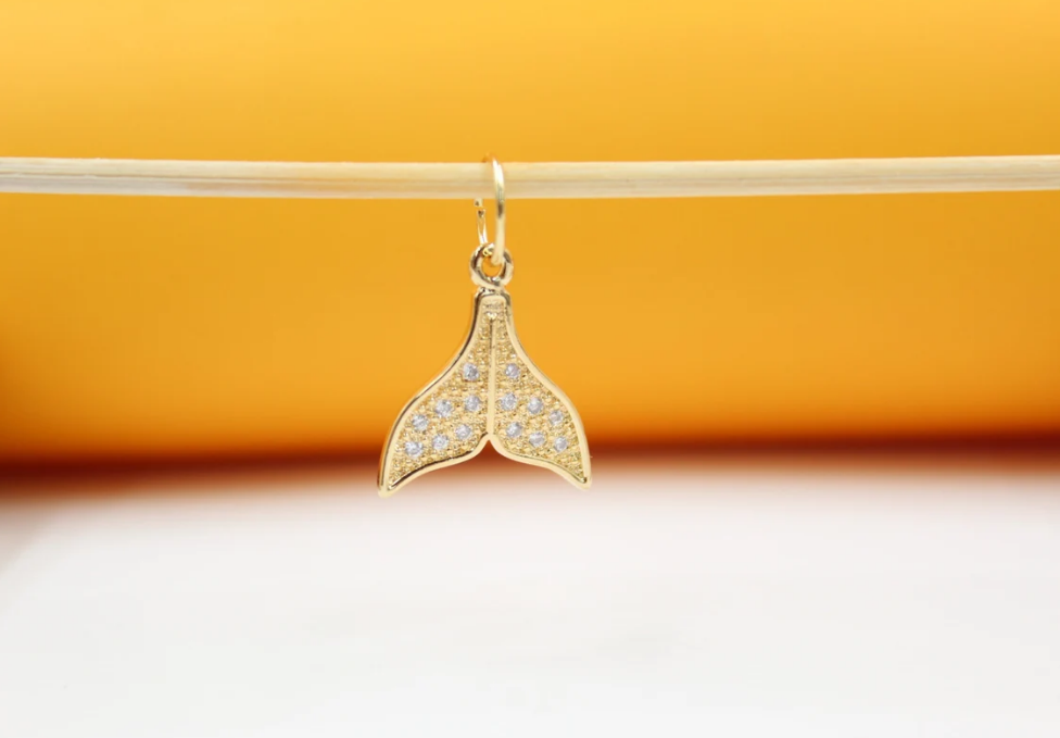 Gold Fish Tail Pendant With Zirconia Stones For 18K Gold Filled LuxuryLifeWay Online Store