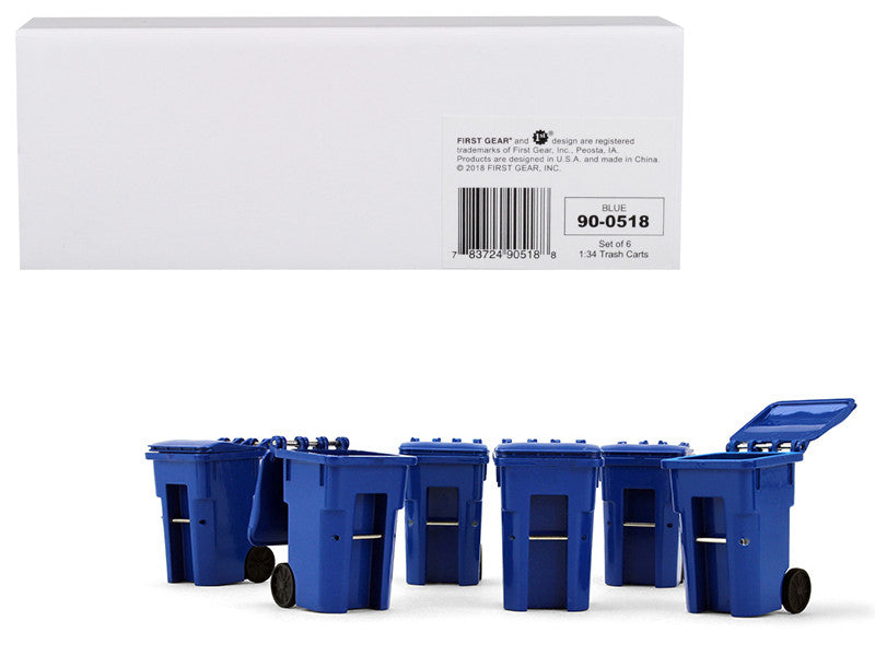 Set of 6 Blue Garbage Trash Bin Containers Replica 1/34 Models by First Gear LuxuryLifeWay Online Store