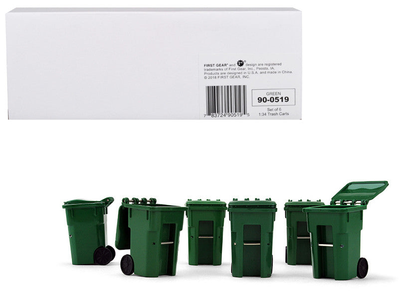 Set of 6 Green Garbage Trash Bin Containers Replica 1/34 Models by First Gear LuxuryLifeWay Online Store