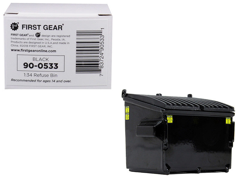 Refuse Trash Bin Black 1/34 Diecast Model by First Gear LuxuryLifeWay Online Store