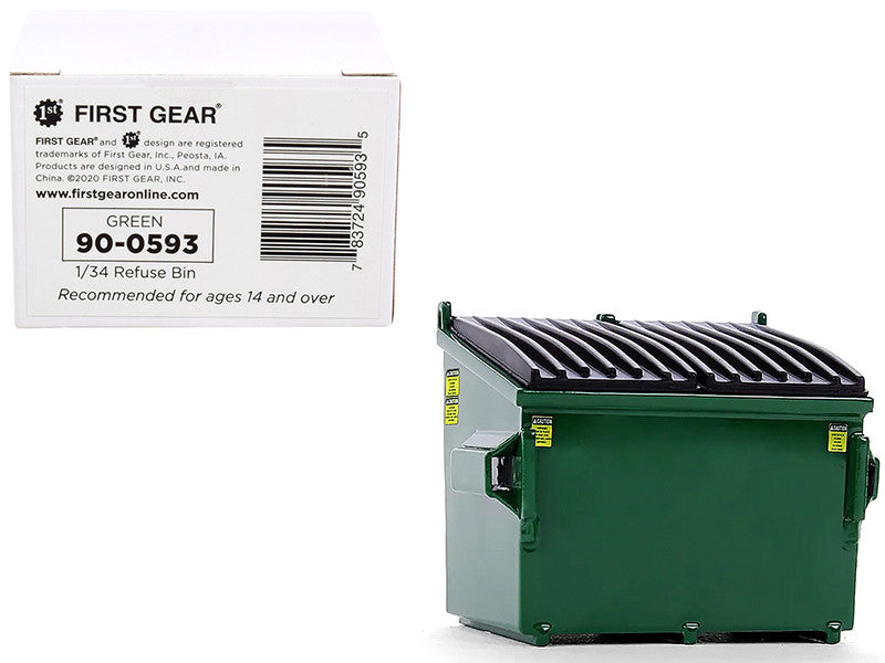 Refuse Trash Bin Green 1/34 Diecast Model by First Gear LuxuryLifeWay Online Store